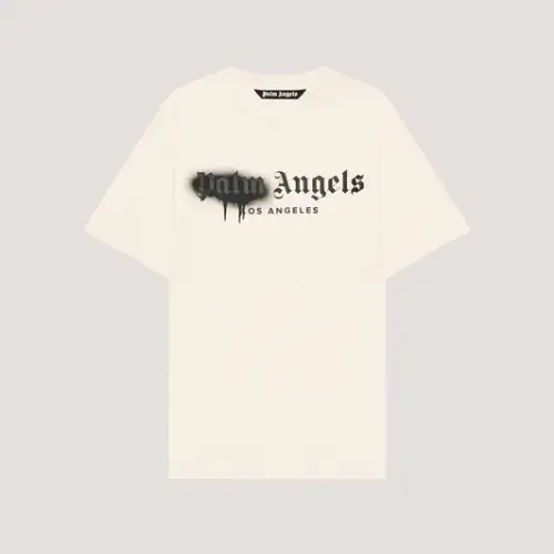 Palm Angels Black Spray City Los Angeles T-Shirt Front Side View