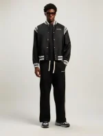 Palm Angels Monogram Jacquard Bomber Jacket Full Body View