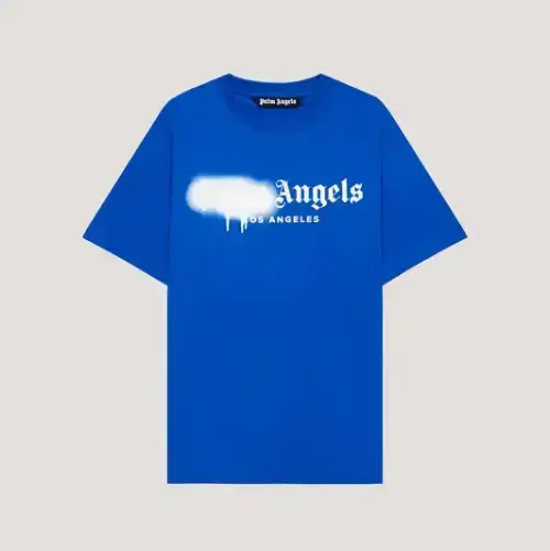 Palm Angels Spray City Los Angeles Blue T-Shirt Front Side View