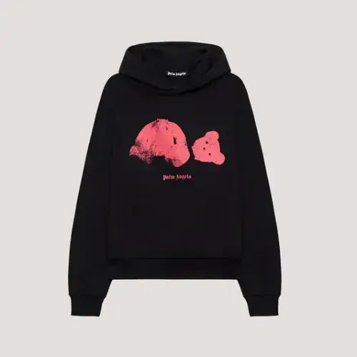 Palm Angels Spray Pink Broken Bear Women's Hoodie Front Side View