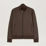 Palm Angels Back Curved Logo Brown Track Jacket Front Side