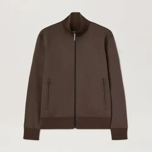 Palm Angels Back Curved Logo Brown Track Jacket Front Side