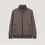 Palm Angels Back Curved Logo Grey Track Jacket Front Side