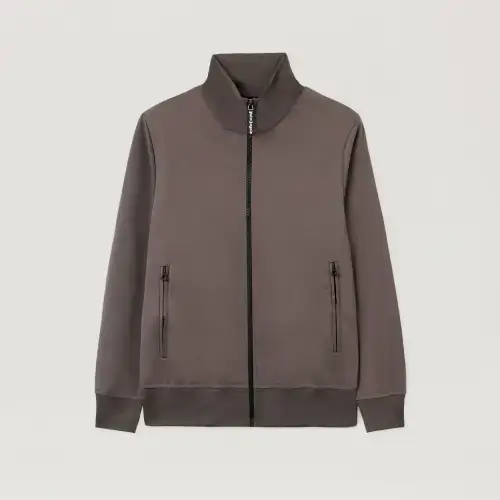 Palm Angels Back Curved Logo Grey Track Jacket Front Side