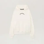 Palm Angels Back Curved Logo Loose Hoodie Front Side