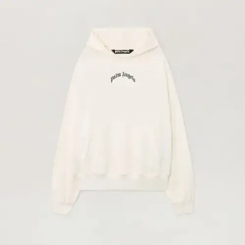 Palm Angels Back Curved Logo Loose Hoodie Front Side