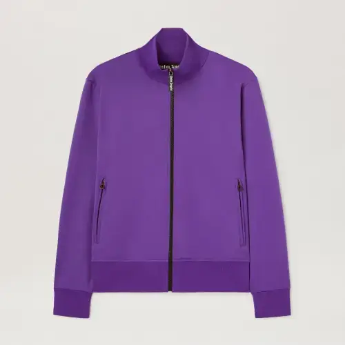 Palm Angels Back Curved Logo Purple Track Jacket Front Side