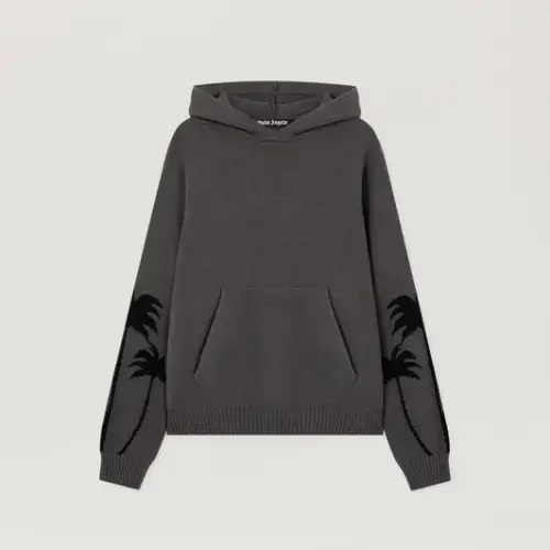 Palm Angels Back Palms Knit Hoodie Front Side View