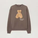 Palm Angels Bear In Mind Crewneck Sweatshirt Brown Front Side View