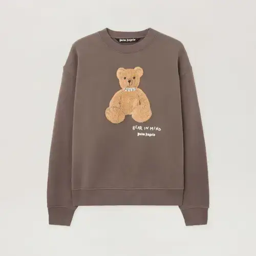 Palm Angels Bear In Mind Crewneck Sweatshirt Brown Front Side View