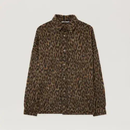 Palm Angels Classic Logo Animalier Overshirt Front Side View