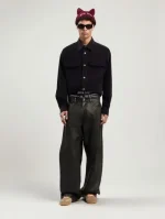 Palm Angels Classic Logo Corduroy Overshirt Full Body View
