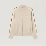 Palm Angels Classic Logo Knit Track Jacket Beige Front Side