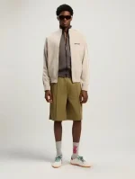 Palm Angels Classic Logo Knit Track Jacket Beige Wear