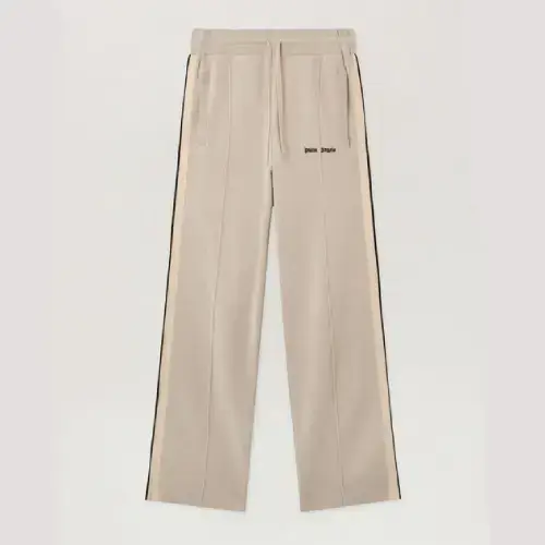 Palm Angels Classic Logo Knit Track Pants Beige Front Side