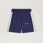 Palm Angels Classic Logo Track Shorts Navy Blue Front Side