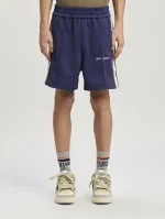 Palm Angels Classic Logo Track Shorts Navy Blue Wear