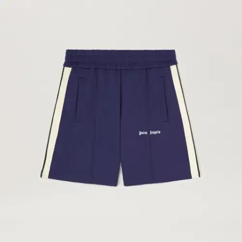 Palm Angels Classic Logo Track Shorts Navy Blue Front Side