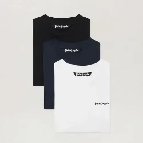 Palm Angels Classic Logo Tripack T-Shirt Front View of 3