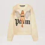 Palm Angels Crystal Pin Up Cloudy Crew Sweatshirt Front Side
