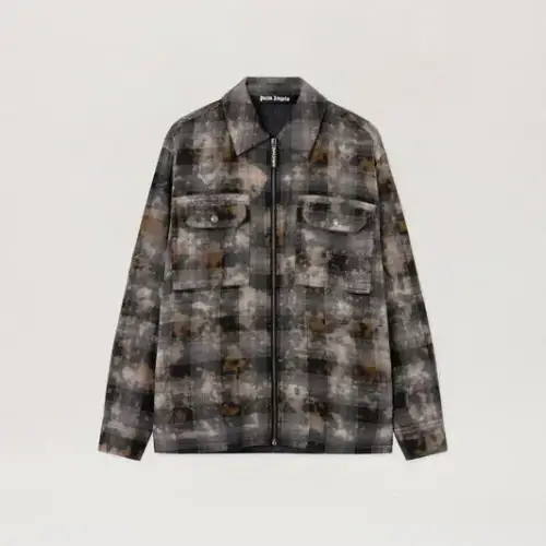 Palm Angels Curved Logo Check Overshirt Front Side