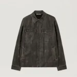 Palm Angels Curved Logo Coated Overshirt Front Side View