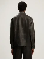 Palm Angels Curved Logo Coated Overshirt Back Side View