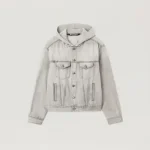 Palm Angels Curved Logo Denim Jacket Front Side View