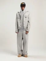 Palm Angels Curved Logo Denim Jacket Full Body