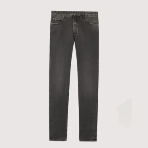 Palm Angels Curved Logo Denim Jeans Front Side