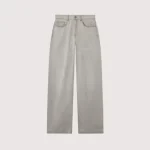 Palm Angels Curved Logo Loose Denim Pants Front Side