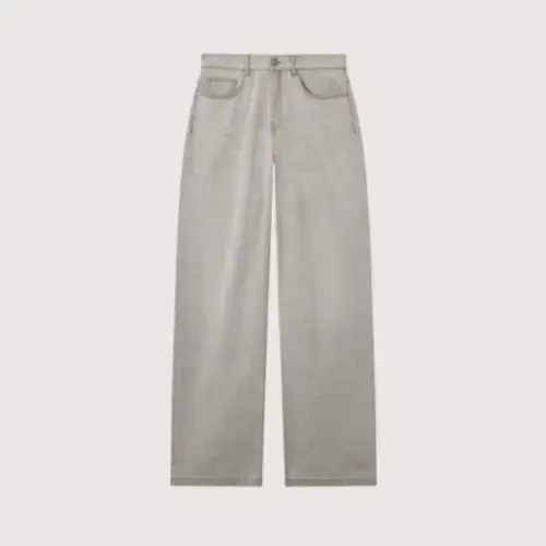 Palm Angels Curved Logo Loose Denim Pants Front Side
