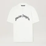 Palm Angels Curved Logo Polo Ss Front Side