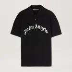 Palm Angels Curved Logo Polo Ss Front Side