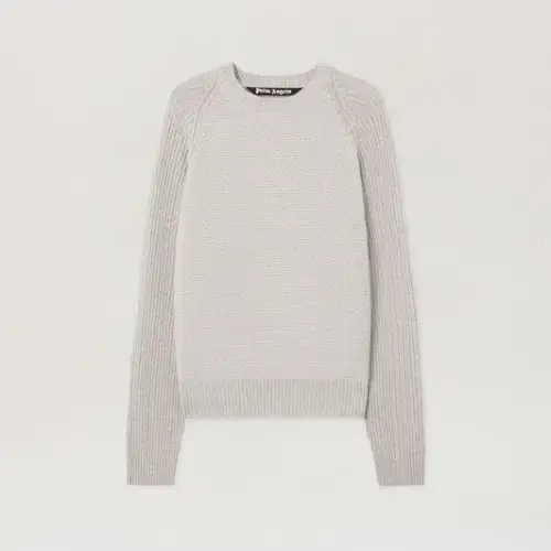 Palm Angels Curved Logo Ribbed Sweater Front Side View