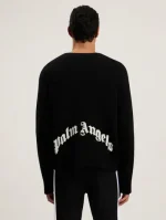 Palm Angels Curved Logo Sweater White Logo