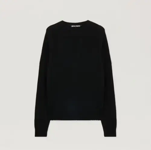 Palm Angels Curved Logo Sweater Palm Angels Curved Logo Sweater Front Side View