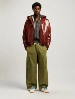 Palm Angels Curved Logo Vinyl Bomber Jacket Wear