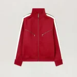 Palm Angels Curved Logo Zip-Up Track Jacket Red Front Side