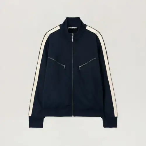 Palm Angels Curved Logo Zip-Up Track Jacket Front Side