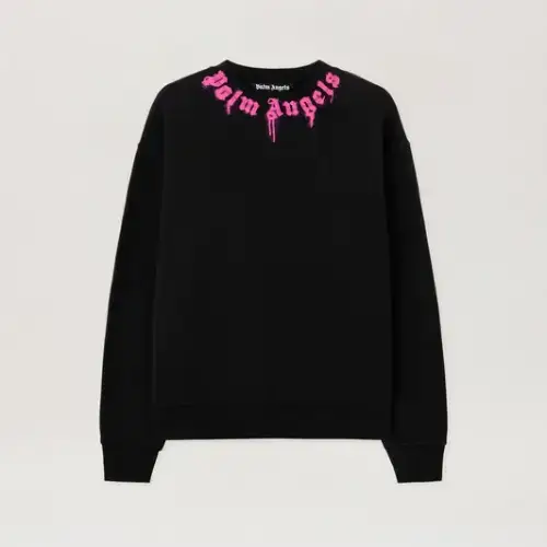 Palm Angels Neck Logo Crew Sweatshirt Front Side