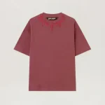 Palm Angels Neck Logo Regular T-Shirt Burgundy Front
