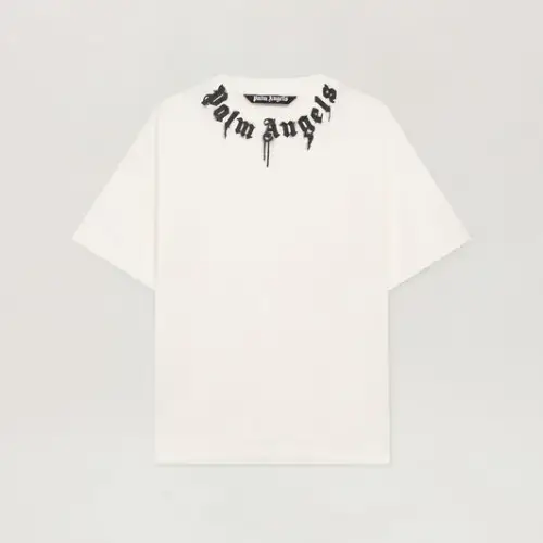 Palm Angels Neck Logo Regular T-Shirt Front Side