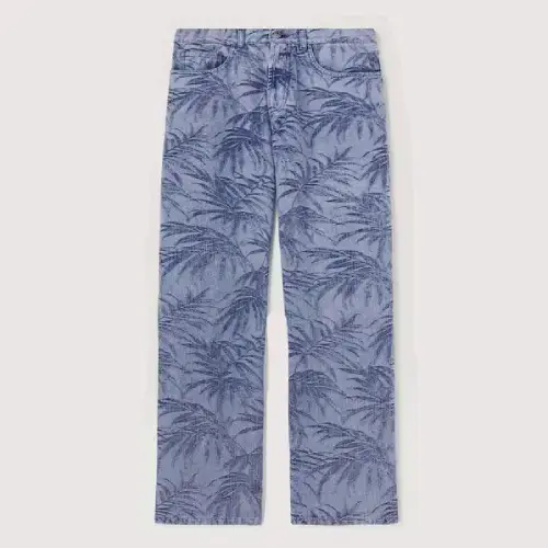 Palm Angels Palms Jacquard Straight 5 Pocket Light Blue Front Side