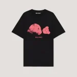 Palm Angels Spray Broken Pink Bear T-Shirt Front Side
