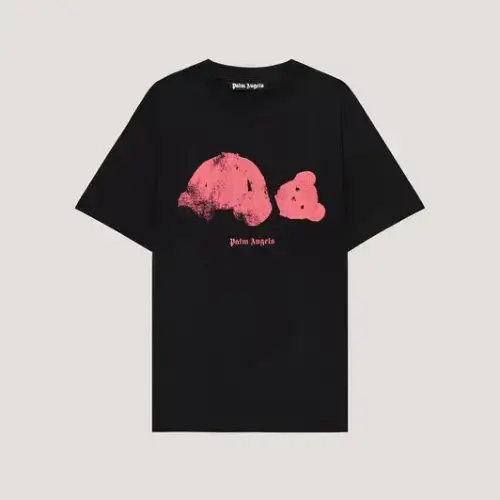 Palm Angels Spray Broken Pink Bear T-Shirt Front Side