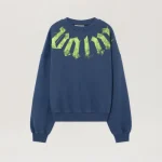 Palm Angels Big Neck Logo Loose Sweatshirt Front View in Navy Blue
