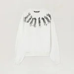Palm Angels Big Neck Logo Loose Sweatshirt Front View In White
