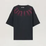 Palm Angels Big Neck Logo Loose T-Shirt Front View in Black