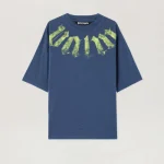 Palm Angels Big Neck Logo Loose T-Shirt Front View In Navy